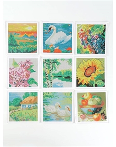 Алмазная мозаика 9 в 1 «Природа», 14,5 х 14,5 см Школа талантов