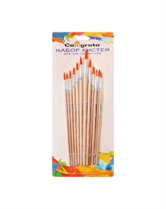 Набор кистей нейлон 12 штук: № 1, 2, 3, 4, 5, 6, 7, 8, 9, 10, 11, 12, круглые Calligrata