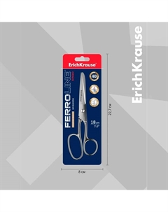 Ножницы Ferro, 18 см, лезвия увеличенной толщины, цельнометаллические, блистер Erichkrause