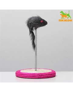 Дразнилка для кошек «Мышь на сизалевой подставке», 15×23 см, микс цветов Пижон