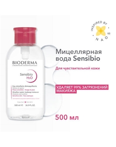 Мицеллярная вода для очищения нормальной и чувствительной кожи лица Sensibio H2O (помпа) 500 Bioderma