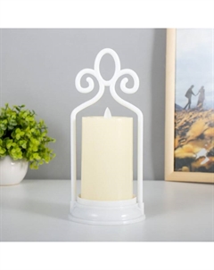 Светодиодная свеча в подсвечнике «На подсвечнике», LED-ночник, от батареек 3×ААА, белый, 11×11×25 см Risalux
