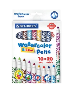 Фломастеры двусторонние утолщенные, двухцветные Brauberg