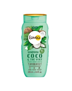 Шампунь увлажняющий для всех типов волос  Кокос-Зеленый Чай 250 Lovea