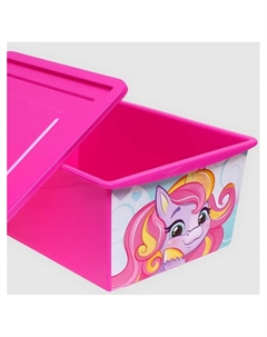 Ящик для игрушек с крышкой, «Радужные единорожки», объём 30 л, цвет маджента Соломон