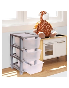 Комод 3-х секционный, прозрачные ящики, цвет серый Соломон