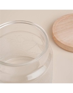 Банка для сыпучих продуктов SL Home «Ивелин», 1 л, 12×12 см, с деревянной крышкой, стекло, прозрачная Sima-land home