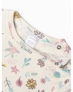 Футболка с длинным рукавом Flower, рост 62-68 см, бежевая Крошка я