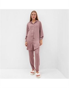 Пижама женская (рубашка, брюки) : Light touch, тёмно-розовая, размер 54 Minaku
