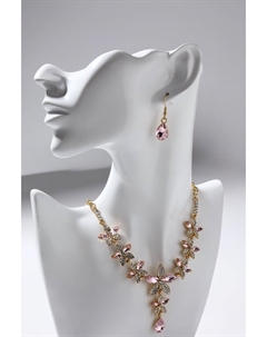 Набор 2 предмета: серьги, колье «Великолепный век» цветы, цвет розовый в золоте, 42 см Qf