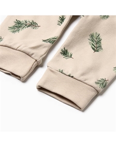 Костюм (штанишки и кофточка) «Еловые веточки», рост 62-68 см, бежевый Крошка я