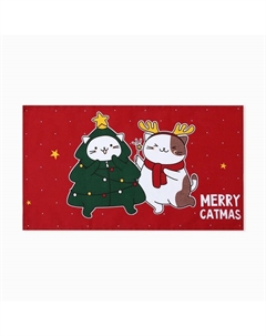Набор новогодних полотенец «» Merry catmas 35×60 см-3 штуки,100% хлопок 160 г/м² Доляна