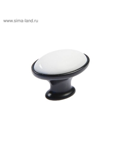 Ручка-кнопка РК023BL LIGHT, чёрная с белой вставкой, 8 шт Tundra