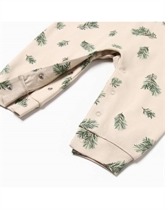 Комбинезон с шапочкой "Еловые веточки", рост 62-68 см, бежевый Крошка я