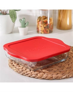 Форма для запекания Borcam, 2 л, 25.6×22 см, с крышкой, квадратная, жаропрочное стекло, прозрачная Pasabahce