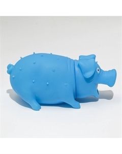 Игрушка пищащая «Весёлая свинья» для собак, хрюкающая, 19.5 см, голубая Пижон