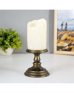 Светодиодная свеча, ночник LED «Свечка на подсвечнике», от батареек, бронза, 10.5×10.5×28 см Risalux