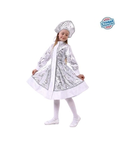 Костюм карнавальный «Снегурочка с узором», атлас, шуба, кокошник, рост 98-104 см Страна карнавалия
