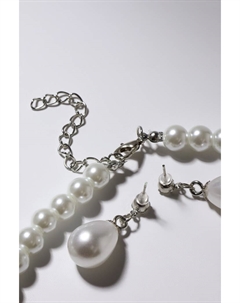 Набор 2 предмета: серьги, колье «Вернисаж» жемчужная капля, цвет белый в серебре, 45 см Qf