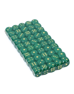 Кубики игральные, 1.6×1.6 см, набор 50 шт., зелёные Время игры