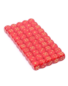 Кубики игральные, 1.6×1.6 см, набор 50 шт., красные Время игры