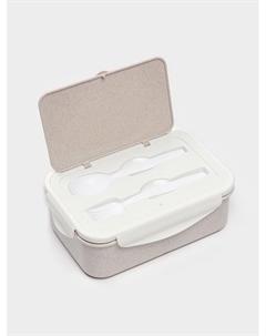 Ланч-бокс в школу «Фламинго», с приборами, пшеничная солома, 1.4 л, 21.5×7.3×15 см, белый Take it easy