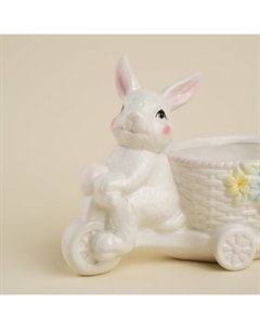 Конфетница керамическая SL Home «Лесные кролики», 21.5×10.5×15.5 см, цвет белый Sima-land home