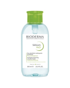 Мицеллярная вода очищающая для жирной и проблемной кожи лица с помпой Sebium 500 Bioderma