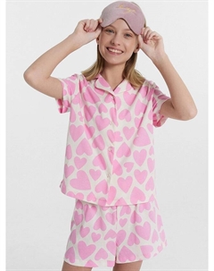 Комплект домашний для девочек белая в розовые сердечки Mark formelle