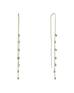 Золотистые серьги протяжки с прозрачными кристаллами Uvi jewellery