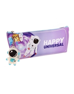 Пенал школьный на молнии Космонавт, с подвеской Calligrata