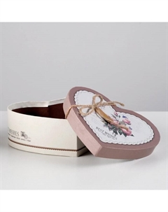 Набор подарочных коробок сердце 3 в 1, «Пионы» коричневый, 21×19×9 - 15.5×14×6 см Upak land