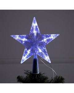 Светодиодная верхушка на ёлку «Звезда белая», 16 см, 10 LED, от батареек ААх2, фиксинг, свечение белое Luazon lighting
