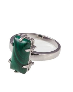 Кольцо родированное с малахитом "Марго" Lj