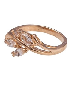 Кольцо с хрусталем "3 рис и циркон" Lj