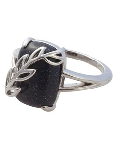 Кольцо родированное с авантюрином "Диана" Lj