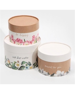 Набор коробок 3 в 1, упаковка подарочная, «Цветочный», 16 х 16 х 10 - 13 х 13 х 8.5 см Дарите счастье