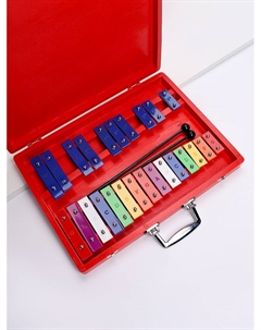 Металлофон музыкальный инструмент, 25 тонов, футляр, 2 палочки, красный Music life