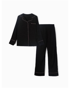 Пижама женская (рубашка, брюки) Leo black collection, размер 52-54, чёрная Kaftan