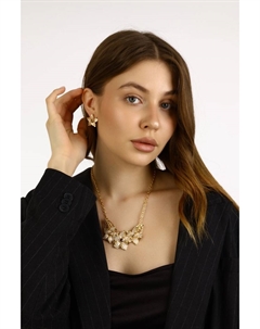 Набор 2 предмета: серьги, колье «Цветы», цвет молочный в золоте, 45 см Qf