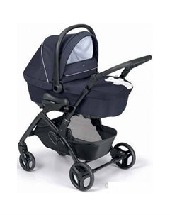 Универсальная коляска Tris Fluido Easy (3 в 1, белый медвежонок, синий-черный) Cam
