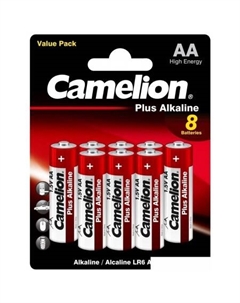 Батарейка LR6 Plus Alkaline BL-8 LR6-BP8 Camelion