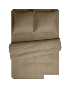 Постельное белье Мако-сатин Тиснение Wild Микрофибра Евро 58500 (коричневый) Amore mio