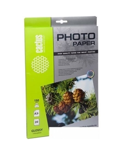 Фотобумага Глянцевая A3 150 г/кв.м. 20 листов (CS-GA315020) Cactus