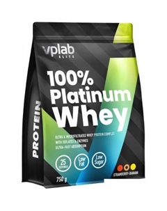 Протеин сывороточный (изолят) 100% Platinum Whey (клубника/банан, 750 г) Vplab