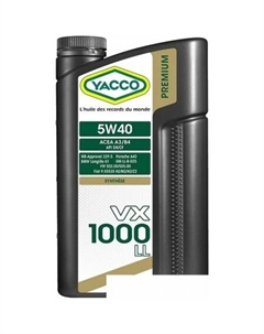 Моторное масло VX 1000 LL 5W-40 2л Yacco