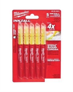 Набор маркеров INKZALL 48223201 (5 шт, желтый) Milwaukee