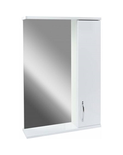Шкаф с зеркалом Эко 60 (правый, белый) Doratiz