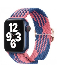 Ремешок Wick из плетеного нейлона для Apple Watch 38/40/41mm (розово-синий) Rumi