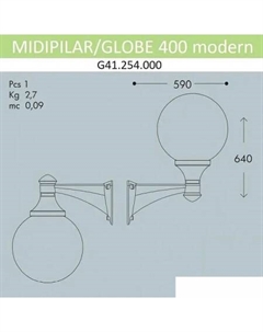 Уличный настенный светильник Globe 400 modern G41.254.000.LYE27 Fumagalli